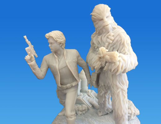 Han Solo and Chewbacca figure using polyjet 3d printing